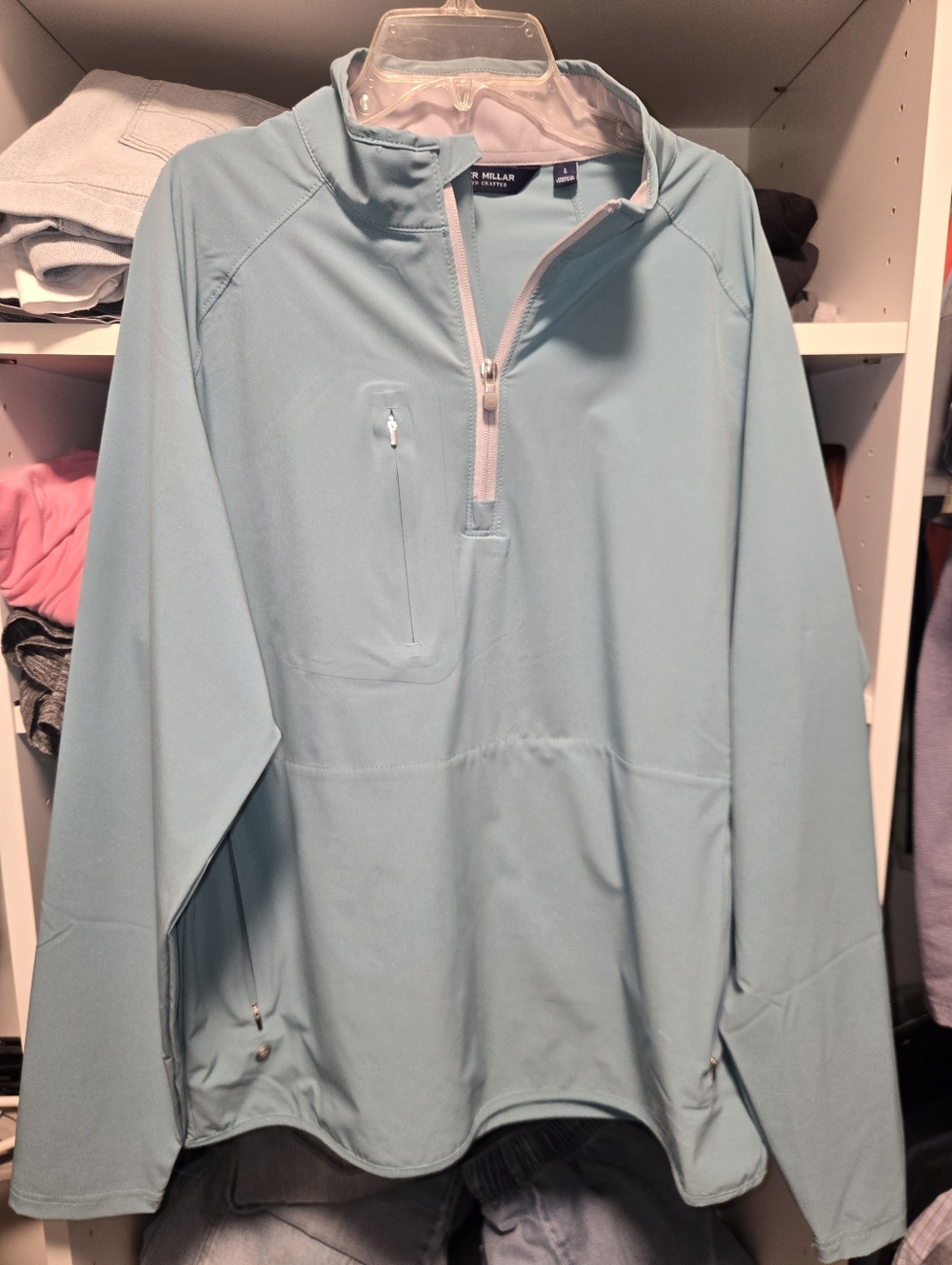 Peter Millar Pale Green Performance Half-Zip Pullover